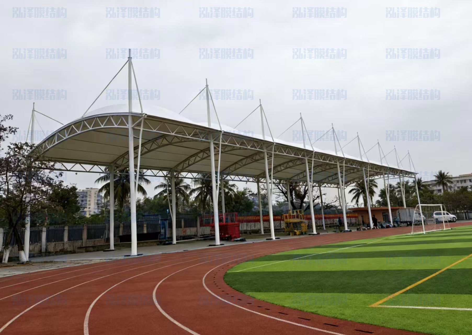 广东省茂名区中学膜结构篮球场棚竣工